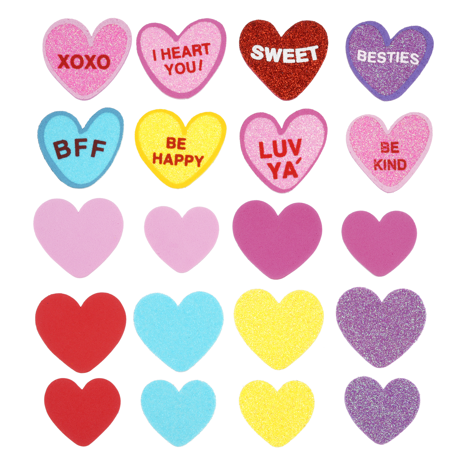 Valentine's Day Sentimental Glitter Heart Foam Stickers by